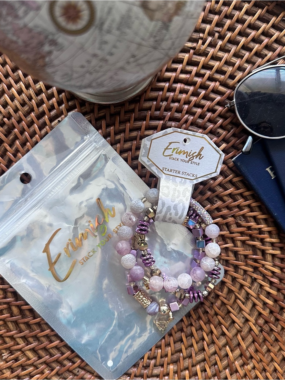 Erimish Purple and Lavender Beaded Bracelet Stack New in Package